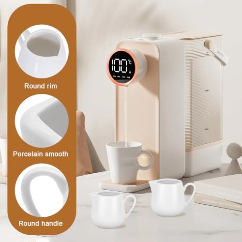 KUWUNG 110ml White Ceramic Milk Jug with Handle - Mini Creamer and Gravy Pourer for Coffee, Tea and Sauces (8 Pieces) - Image 6