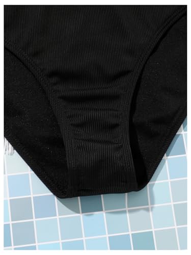 SOLY HUX Girl's Floral Swimsuit 2 Piece Tankini Set Cute Ruffle Bathing Suits Summer Beachwear Black Red Floral 13 Years4