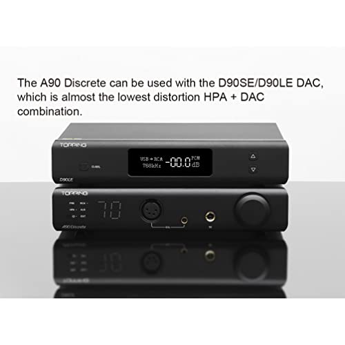 Image of Topping A90 Discrete Fully Discrete Balanced Headphone Amplifier HiFi NFCA 4Pin XLR /4.4MM Balanced /6.35MM SE Out 9800mWx2 Desktop Headphone Amp Preamp with Remote Control (Black)