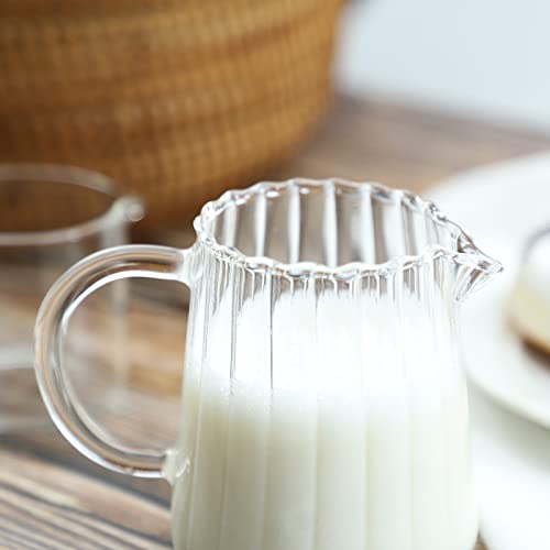 Choold Elegant Wave Shaped Glass Creamer Coffee Milk Creamer Pitcher/Serving Pitcher/Sauce Pitcher/Milk Creamer Jug For Kitchen 8.5 Oz, Set Of 2 #TOP2