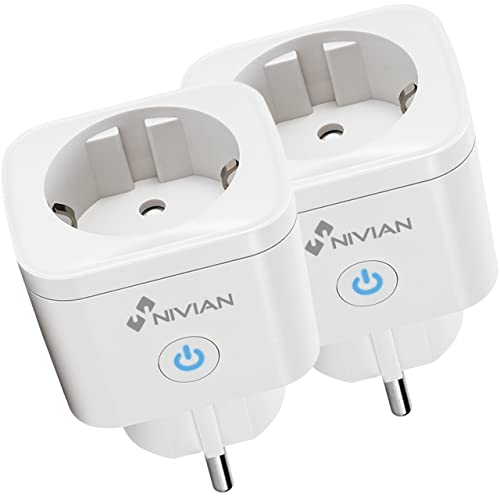 Nivian–Enchufe Inteligente–WiFi 2.4 GHz– hasta 16 A y 3680W–Protección contra sobretensiones y Control de Consumo energético–Compatible con Amazon Alexa y Google Home Control Remoto con App Tuya