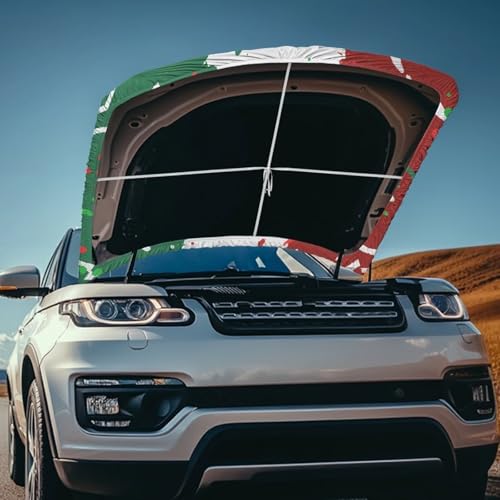 Image of Mexican Flag Style Car Hood Cover Protector Stretchable Car Hood Wrap Blankets Mexican Independence Day Decorations Automotive Exterior Accessories for Compact SUV Sedans Trucks Pickup