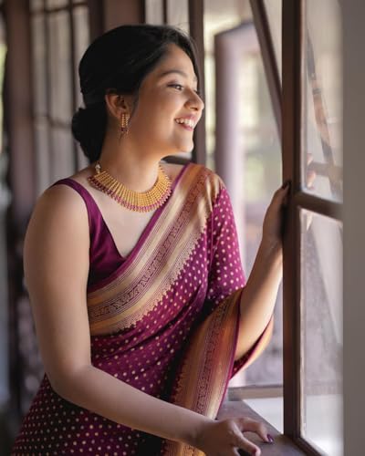 Image of Yashika Women Banarasi Kanjivaram Silk Saree Set with Blouse |saree for Women | Saree | New Sari