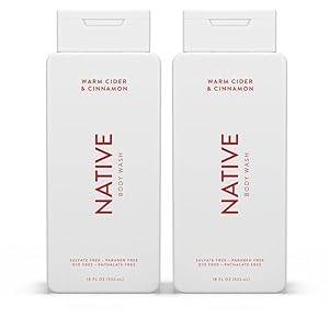 Native Body Wash for Men & Women, Seasonal | Sulfate Free, Paraben Free, Dye Free, with Naturally Derived Clean Ingredients Leaving Skin Soft and Hydrating, Warm Cider & Cinnamon 18 oz – 2 Pk