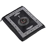 NIYATA Tapis de prière musulman portable avec boussole et sac   60 x 100 cm, pliable, coupe vent, noir