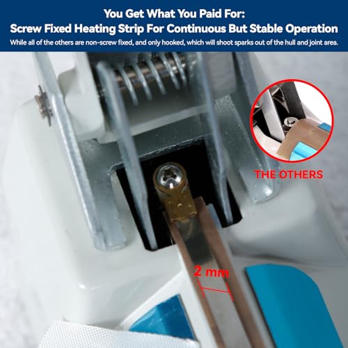 Image of Sealer Pro, Patented 8-inch Impulse Heat Sealer, 2-mm Sealing Width Super Heavy Duty Bag Sealing Machine with Extra 2 Replacements, 1Fuse Included, White