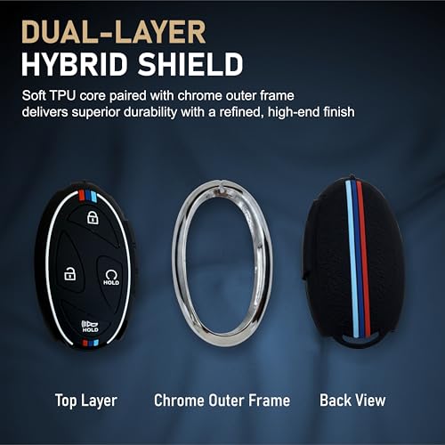 Image of Metalyx SILVER CHROME Car Key Fob Cover for HYUNDAI NEW VENUE 2026 | 2025 Facelift - HX5 to HX10 & N-Line | METAL Smart KEY Case with Silicone | Anti Scratch | Fingerprint Resistant | Drop-Protected