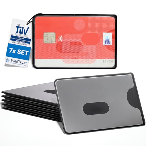 WallTrust RFID NFC Blocker Hartplastik Schutzhülle - 6 Stück - Kartenschutzhülle für Kreditkarten Ausweis transparent - Sicherheit gegen Datenklau Kartenhülle und EC Karten Bankkarten
