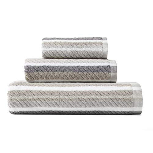 Tommy Bahama - Bathroom Towel Set, 100% Highly Absorbent Yarn-Dyed Cotton Towels, Low-Linting & Fade-Resistant (Ocean Bay Grey, 3 Piece) by Tommy Bahama - Used condition - US$23.56