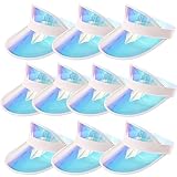 Ultrafun Unisex Candy Color Sun Visors Hats Plastic Clear UV Protection Cap for Sports Outdoor Activities (Laser-10pcs)