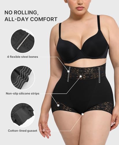 SHAPELLX Shapewear for Women Tummy Control Short Faja Body Shaper Compression Panties Mid Waisted Briefs Lace Underwear3