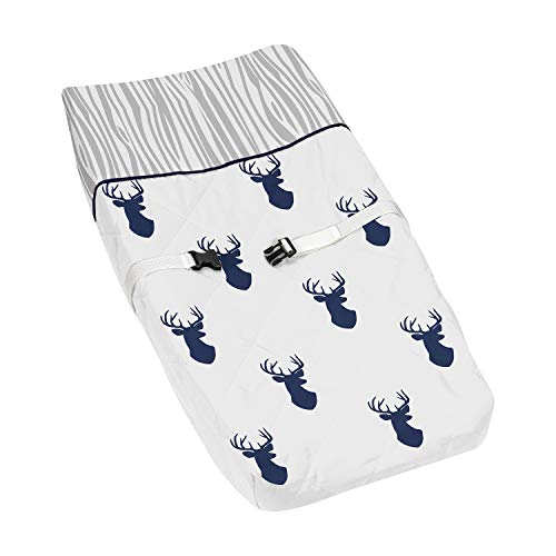 Image of Sweet Jojo Designs Navy White and Gray Woodland Deer Boys Baby Changing Pad Cover