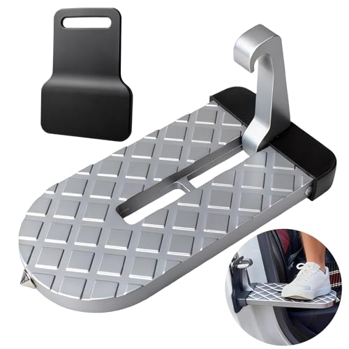 Car Door Step for Car Roof Access Foldable Non-Slip Ascent Latch Pedal Rack with Scratch Proof Rubber Pad for Universal Cars SUVs Trucks Vans(Silver)