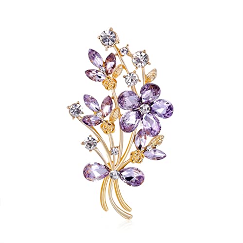 Broche bouquet cristal alliage ornement de vetement et epingle pour veste et robe