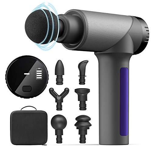 SUERW Pistolet de Massage, Massage Gun avec 6 têtes de massage et 9 niveaux réglables, Utilisé pour soulager la douleur et la fatigue après un travail de fitness