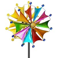 FaloStwer Farbenfrohes Windrad Windrad für draußen, Einzelblatt Windrad Gartendeko für draußen, leicht drehend- ideal für Terrasse und Garten wetterfestes Gartendeko (Farbe A)