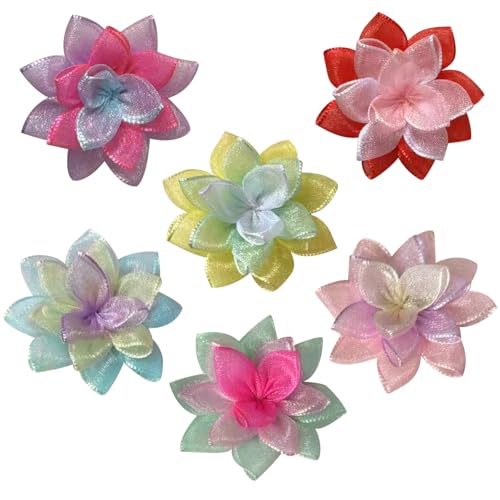 UBQUBQ Dog Collar Flowers Accessories 6 Pack Flower Charms for Dog & Cat Collars Elastic Slide-On Decorative Flowers for Pet Collars (Style 3)