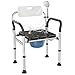 Heavy Duty Bedside Commode Chair with Adjustable Height, Raised Toilet Seat with Arms Handles and Back Support for Elderly, Portable Bedside Toilet with Bucket（Width 19.69