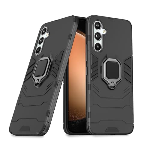 Image of Pikkme Samsung Galaxy S23 FE 5G Back Cover | D5 Tough Armor Bumper | 360 Protection Case | Ring Holder Stand Case for Samsung Galaxy S23 FE 5G (Black)