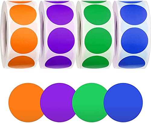 Lot de 2000 pastilles adhésives rondes colorées pour décoration de maison ou de bureau Violet/bleu/vert/orange 500 pièces/rouleau 25 mm Cover