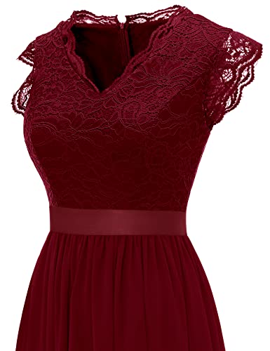 Image of Dressystar Women's V Neck Sleeveless Lace Bridesmaid Dress Wedding Party Gown