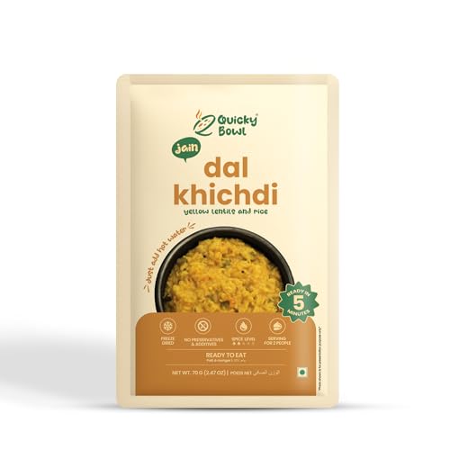 Image of QuickyBowl Jain Dal Khichdi: The Comforting and Nutritious Indian Dish That's Ready in Minutes | Ready to eat | No Onion No garlic Food | Instant Food | (Pack of 3)