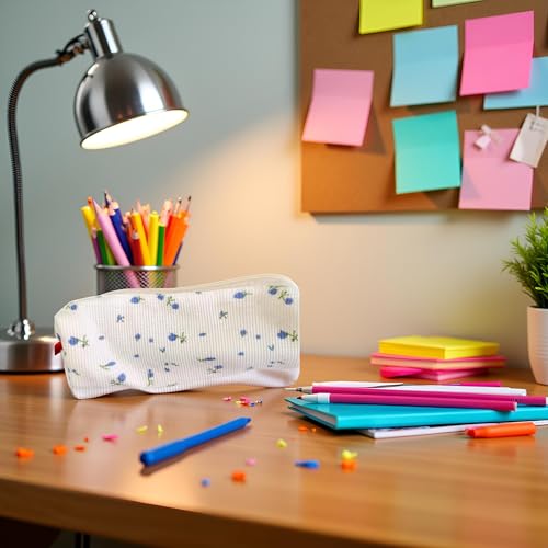 Image of Blue Women Fresh Style Pencil Bag Pencil Case Pen Holder Coin Pouch, Pen, and Marker Cases，Simple Cosmetic Storage Bags Makeup Bag Office Stationery Organizer, and Marker Cases