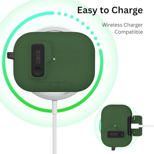 Image of Oboe Aegis Case 'Compatible with' Apple Airpods Pro 3 Case Full Protection Cover with Phone Stand, Magnetic Lock & Keyring (Stone Green) [AIRPODS & Charging CASE NOT Included]