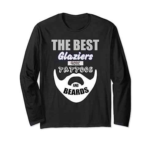 Glazier beards tattoo, windows glass fixer men Long Sleeve T-Shirt