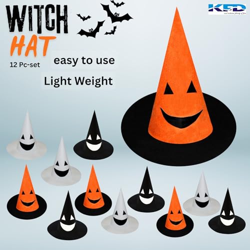 Image of Kaku Fancy Dresses Witch Hat for Girls, Witch Costume Accessory for Halloween Party Prop Multicolor Witch Hat