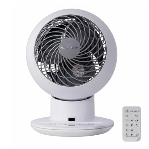 Woo Zoo Globe Air Circulator Table Fan 30 5 Speeds Remote Control Silent Quiet Multidirection Oscillation For Bedroom Living Room Air Circulator Small Cooling Powerful PCF-SC15T (White)