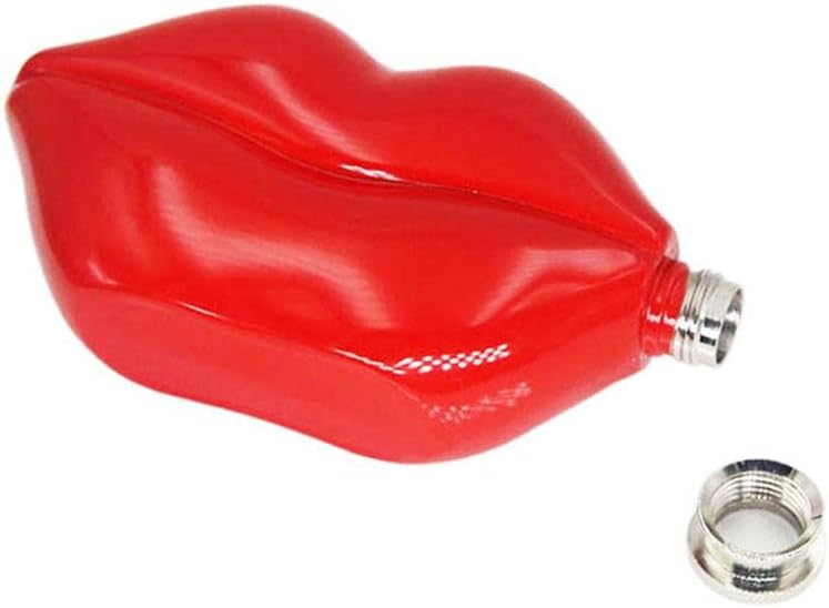 Lips Flask Stainless Steel Lips Shaped Hip Flask (5oz, Red)