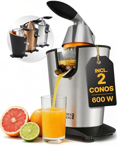 LEBENLANG Exprimidor de naranjas electrico 600W   Incl. Cono de Acero Inoxidable & Libre de BPA I Espremedor citrinos eléctrico Esprimidores zumos automatico Juicer orange machine Esprimidoras zumera