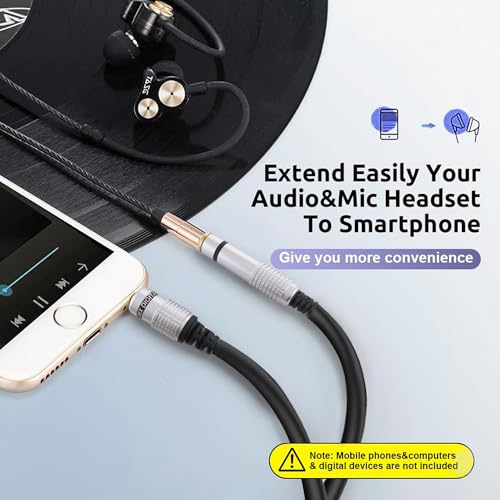 Image of MX 3.5mm Male to 6.35mm Female Audio Adapter Cable - AUX to RCA Style Y Splitter Extension for PC, Speakers, Mixers & Stereo Devices - 3 Meter, Black