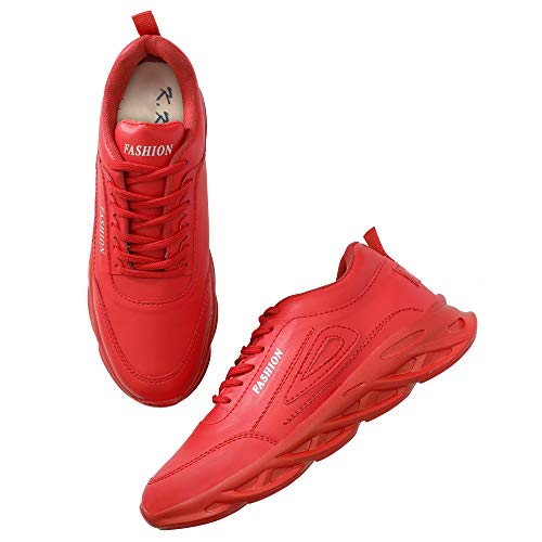 Buy K K Shoes Men's Red Synthetic Lace up Sports Running & Gym Shoes 8