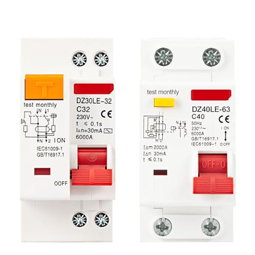 Disjoncteur différentiel DZ40LE 40A 230V 1P N pour tableau électrique monophasé