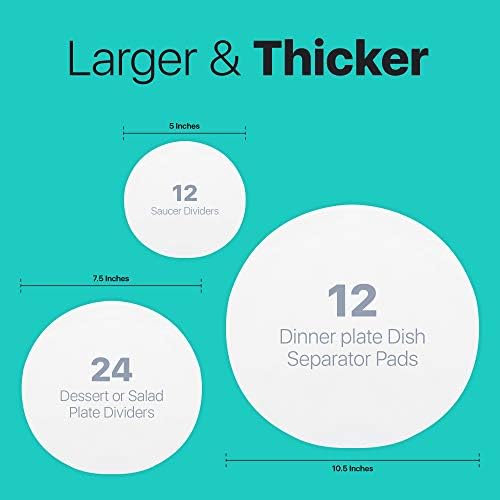 Felt Plate China Storage Dividers Dish Protectors White Extra Large Thick and Premium Soft (White, Round)