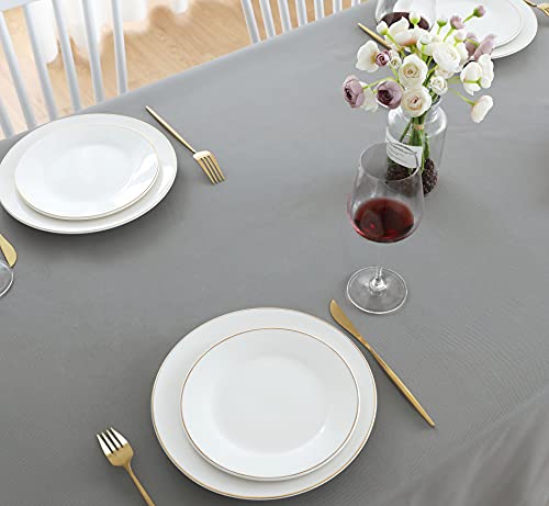 Image of FOLINS&HOME Grey Rectangle Tablecloth, 60 x 84 Inch Waterproof Table Cloth