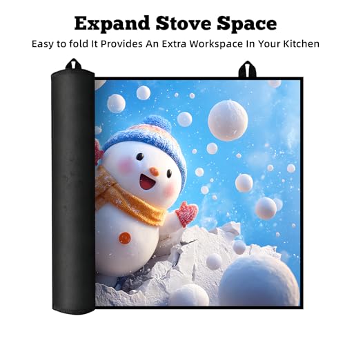 Image of Christmas Multi-Design Stove Cover for Glass /Electric Stoves - 3-in-1 Heat-Resistant Protector Mat, Non-Slip Drying Rack 28 inchx20 inch
