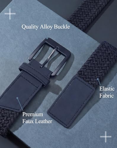 Image of SANSTHS Stretch Braided Golf Belt Breathable No Hole Elastic Woven Belt for Men Women, Ideal Belt for Golf Travel Daily Wear