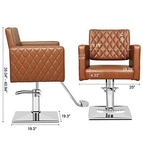 Paddie Salon Chair For Hair Stylist, Height Adjustable Hydraulic Chair Barber Chairs All Purpose Beauty Spa Salon Equipment, Max Load Weight 330 Lbs (Brown-New) #TOP2