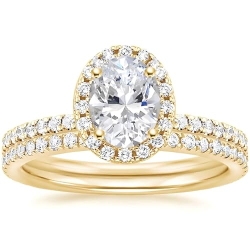 Image of EAMTI 1.5CT 925 Sterling Silver Cubic Zirconia Bridal Rings Sets Oval Cut CZ Engagement Rings Wedding Band For Women Size 4-10