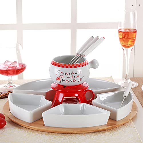 KOENIG Käsefondue-Set Bamboo, Eleganter, Hochwertiges Caquelon Topf – Kochen Am Tisch