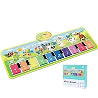 Toddler Toys Farm Animals Piano Mat, Baby Musical Floor Carpet Play mat for Kids,Sensory Educational Learning Dancing Keyboard,Touch Blanket Xmas Christmas Birthday Gift for 1-5 Year Old Girl boy