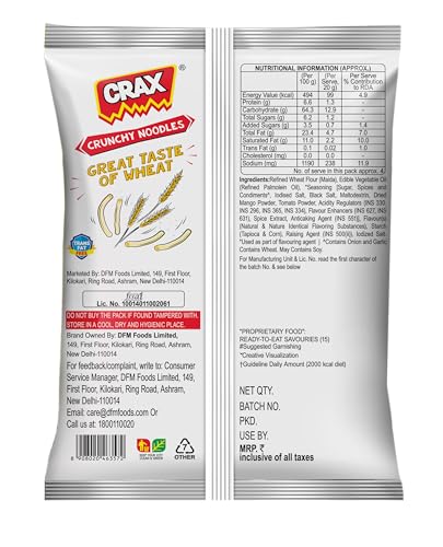 Image of Crax Crunchy Noodle Puffs 70g /75g |Indian Masala Magic| Spicy Tadka | Crunchy Snack | Social Gatherings, Fun Snack | Crunchy Gourmet Snacks for Parties, Drinks, Tea & Coffee | 100% Vegetarian (Weight may vary)