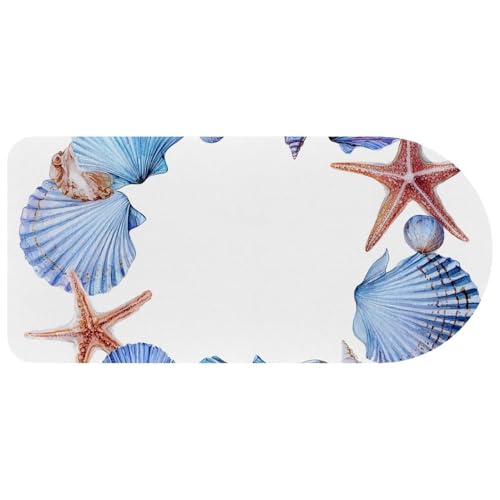 Grand tapis de souris de jeu pour bureau aquarelle coquillages sous-marins 73,1 cm étendu