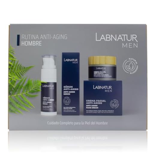 Pack Rutina Anti-Aging Hombre Labnatur Men. Ácido Hialurónico y Colágeno Marino. Reduce las Arrugas. Piel Firme e Hidratada. Cosmética Facial Natural y Vegana.