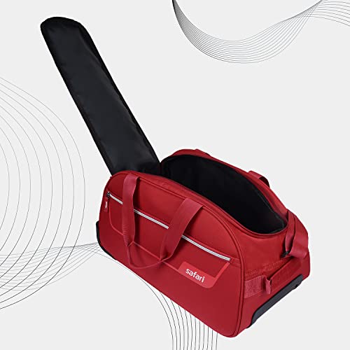 Image of Safari Arc Polyester Duffle Bags for Travel 66 cm 2 Wheel Travel Bags for Luggage Red Luggage Bag Strolley for Men and Women
