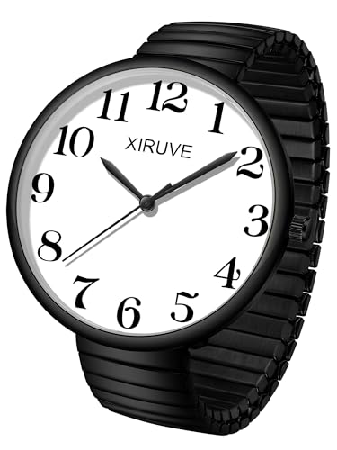 XIRUVE Fácil de Leer Esfera de Números Grande Correa Elástica de Acero Inoxidable Reloj de Pulsera Cuarzo Analógico para Mujer Hombre