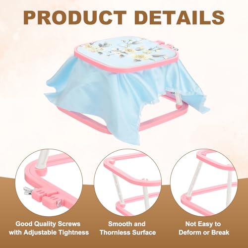 Image of PATIKIL 7.1 inch x 6.7 inch Square Embroidery Hoop Stand, Adjustable ABS Plastic Cross Stitch Stand Hands-Free 2-Tier Embroidery Hoop Holder Punch Needle Frame for Sewing Arts Needlework, Red